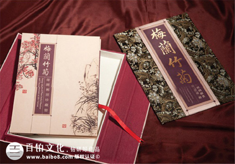 梅蘭竹菊絲綢郵票珍藏冊定制-成都集郵冊制作